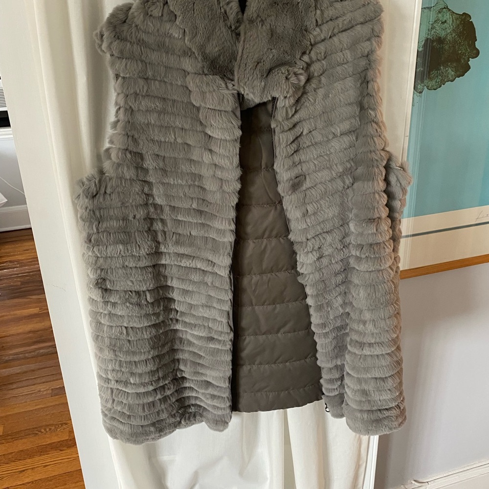Grey faux fur vest